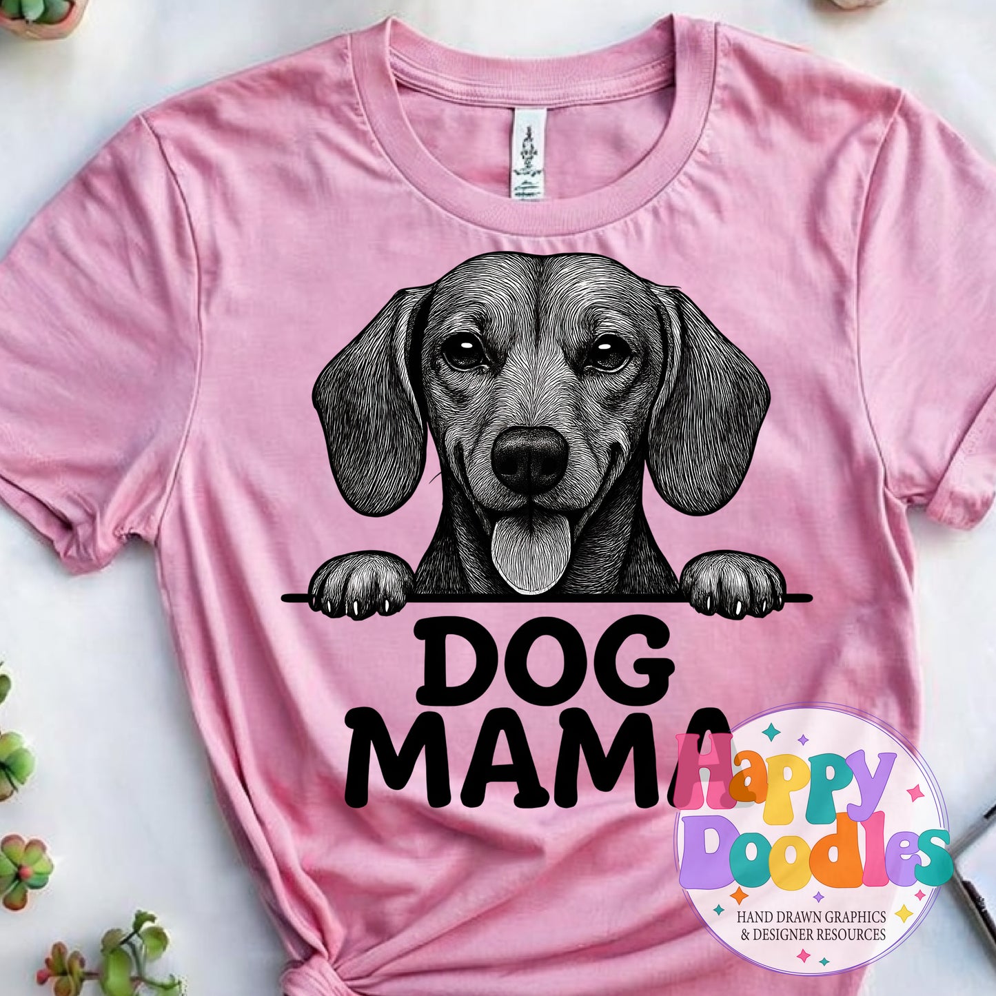 Dog Mama Dachshund Printable PNG for Sublimation & Crafts - Happy Doodles Designs