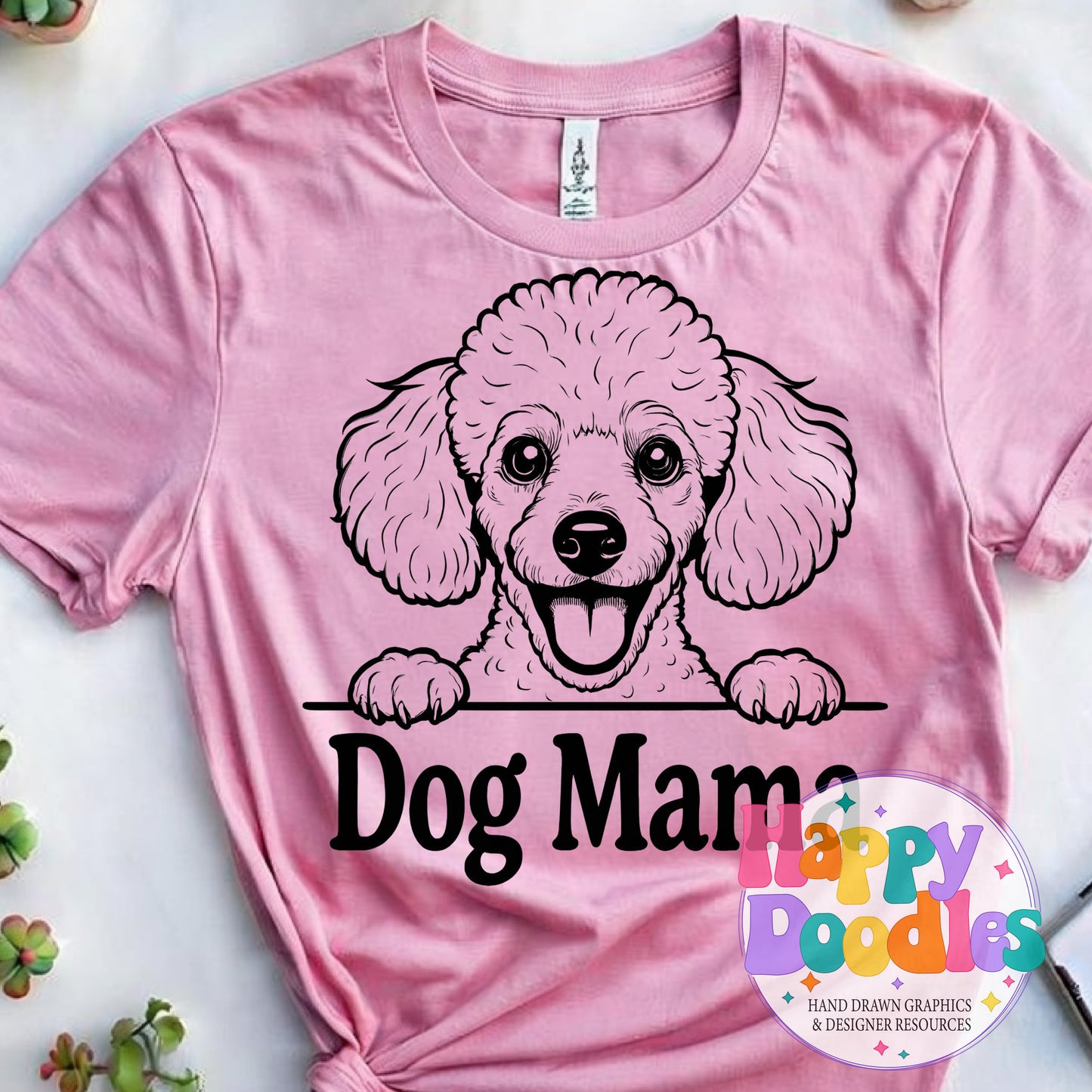 Dog Mama Poodle T-Shirt Printable PNG Download - Happy Doodles Designs