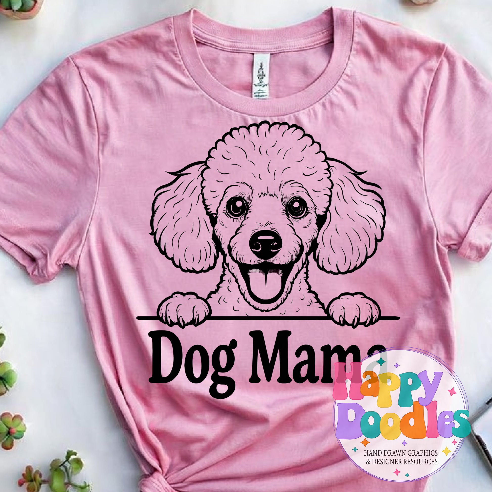 Dog Mama Poodle T-Shirt Printable PNG Download - Happy Doodles Designs