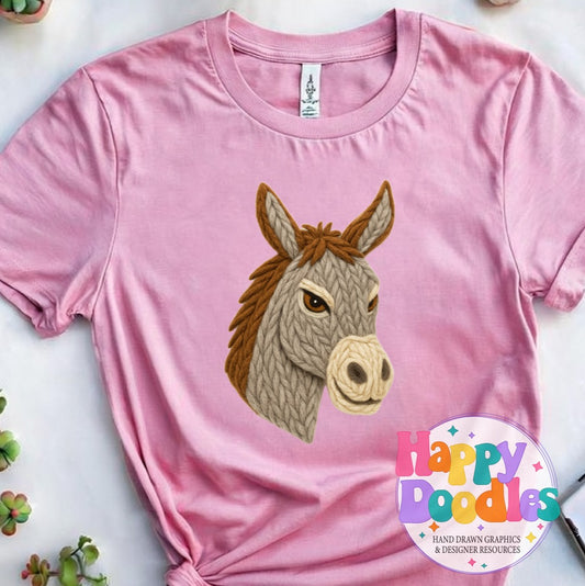 Donkey Yarn Mascot High Resolution PNG Clip Art - Happy Doodles Designs