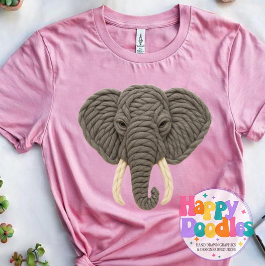 Elephant Yarn Mascot Printable Mascot PNG - Happy Doodles Designs