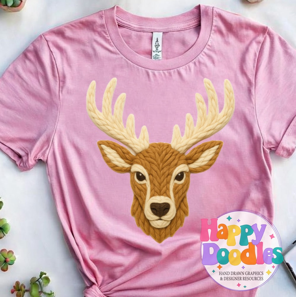 Elk Yarn Mascot Printable PNG Illustration - Happy Doodles Designs