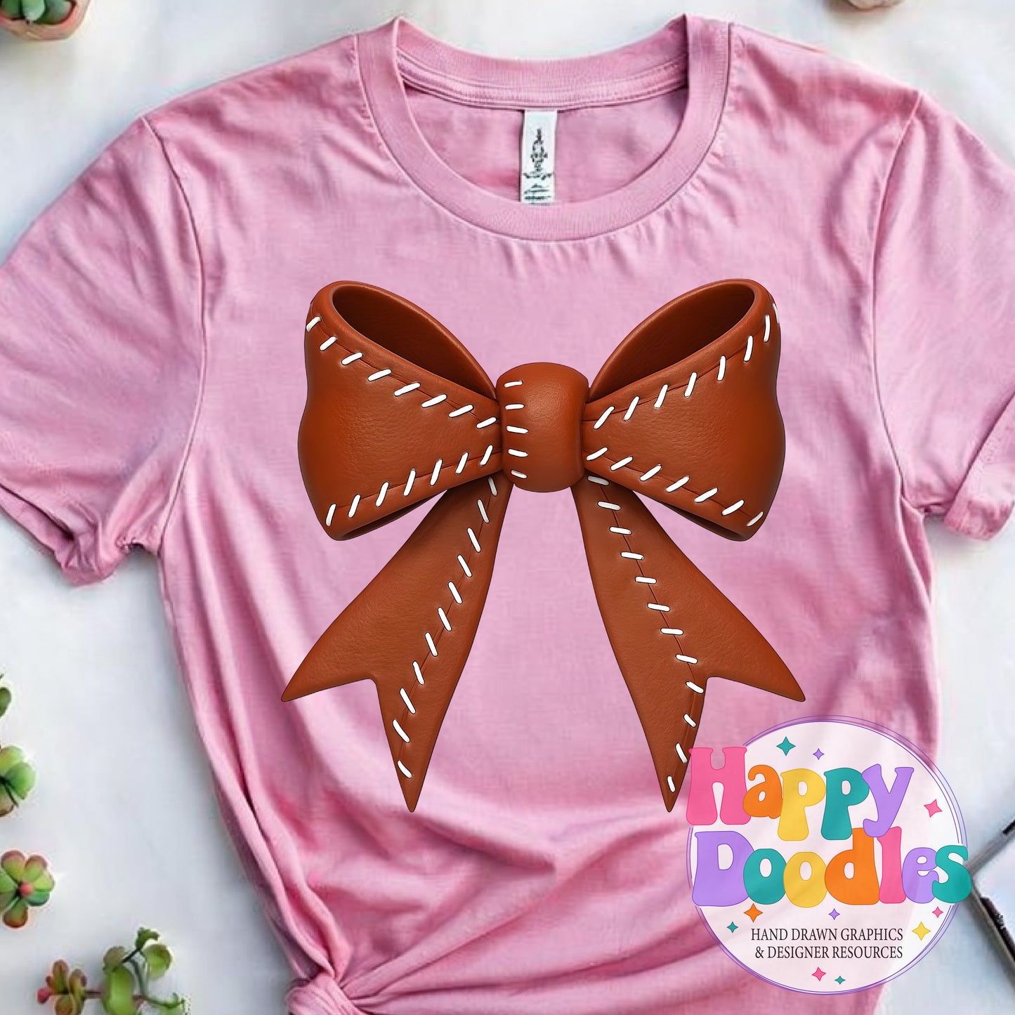 Football Coquette Bow 2 Printable PNG T-Shirt Design - Happy Doodles Designs