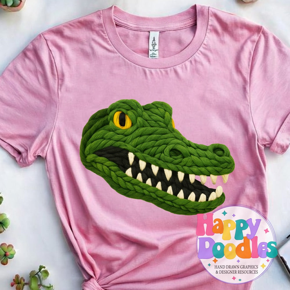 Gator Yarn Mascot Printable PNG Download - Happy Doodles Designs