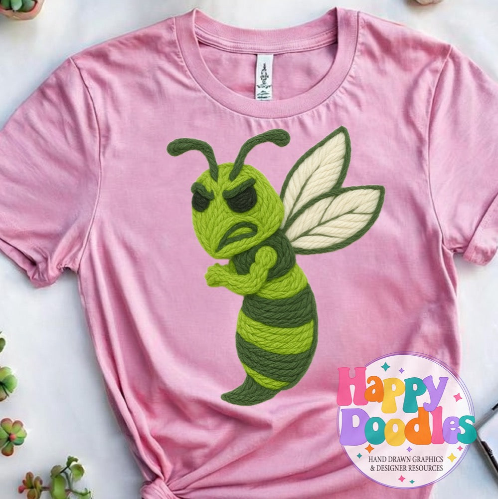 Green Hornet Yarn Mascot High Resolution PNG Clip Art - Happy Doodles Designs