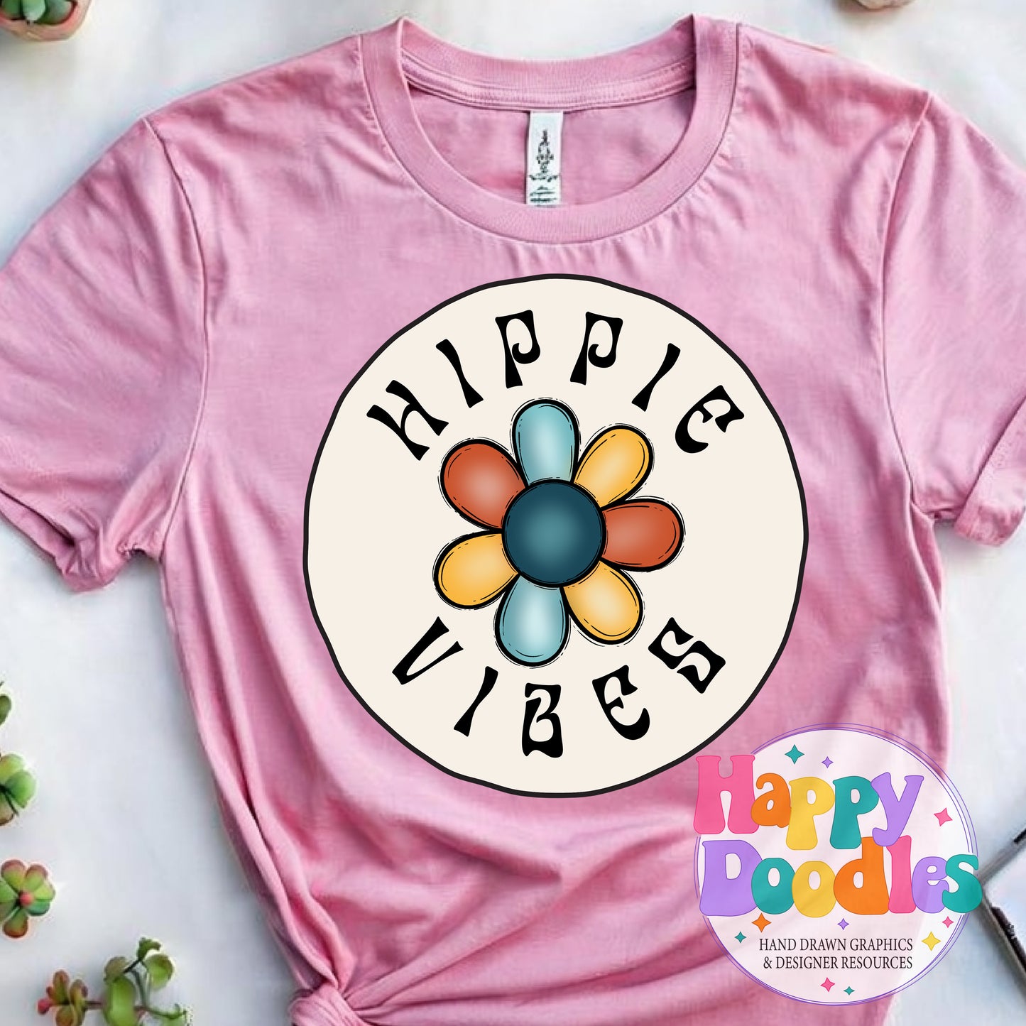 Hippie Vibes High Resolution Printable PNG - Happy Doodles Designs