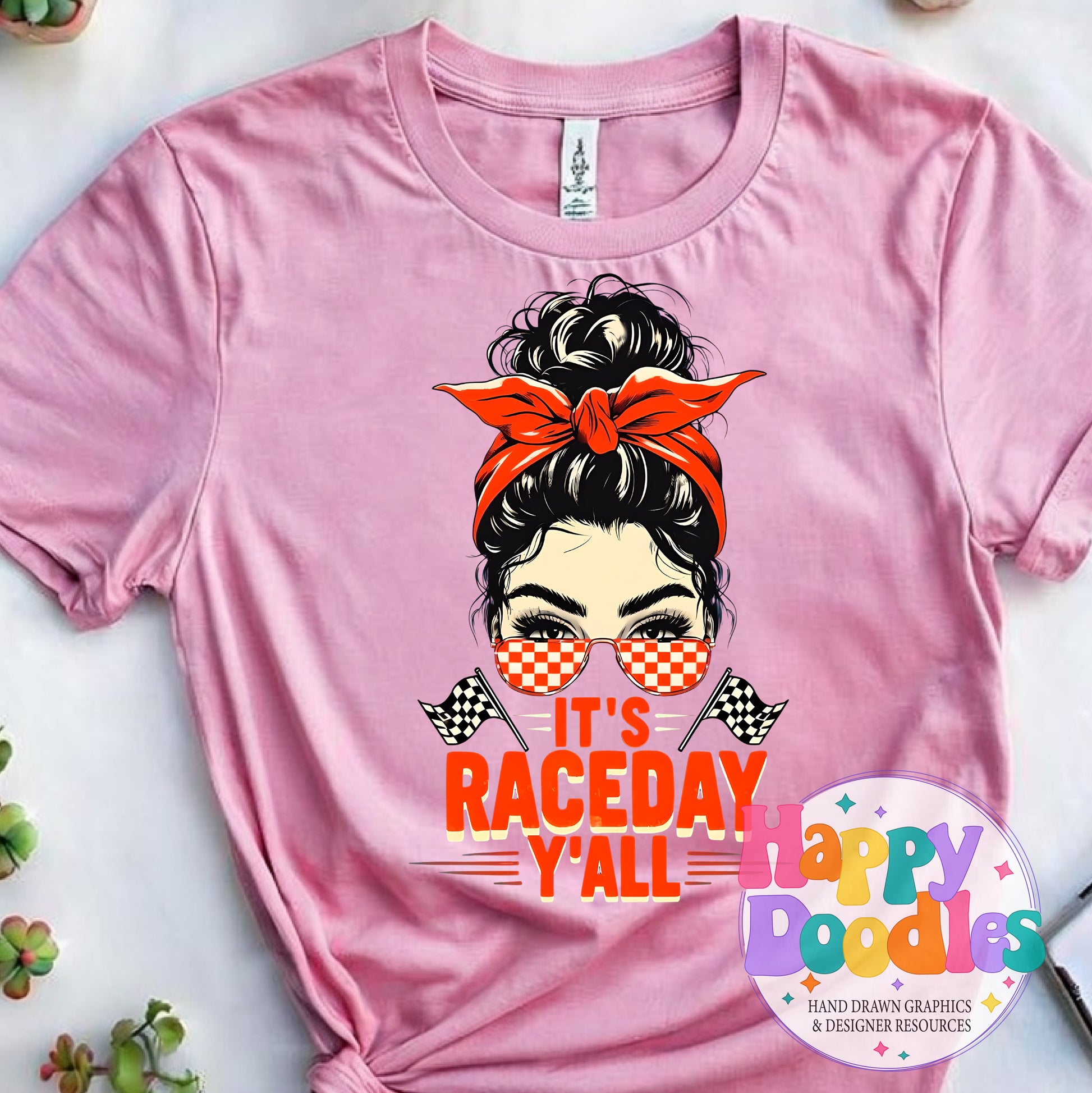 Its Raceday Yall DIY Printable T-Shirt Design - Happy Doodles Designs