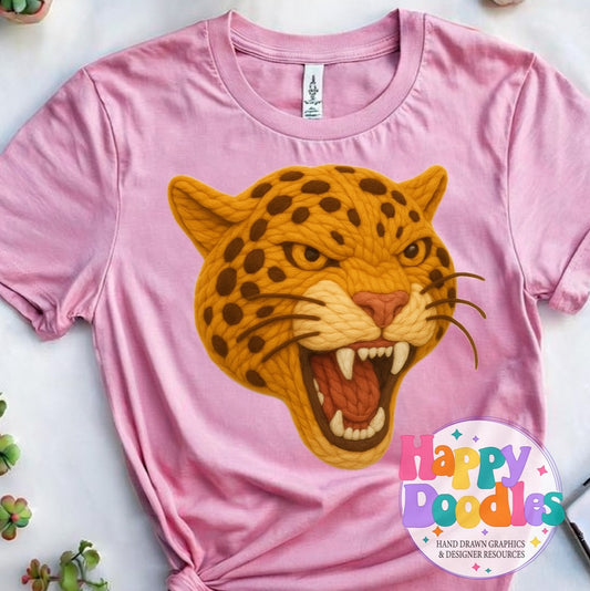 Jaguar Yarn Mascot Printable PNG Clipart - Happy Doodles Designs