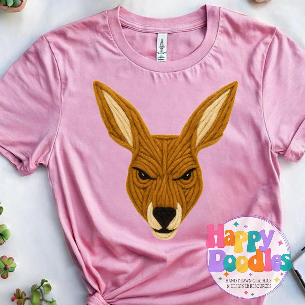 Kangaroo Yarn Mascot Printable PNG Clipart - Happy Doodles Designs