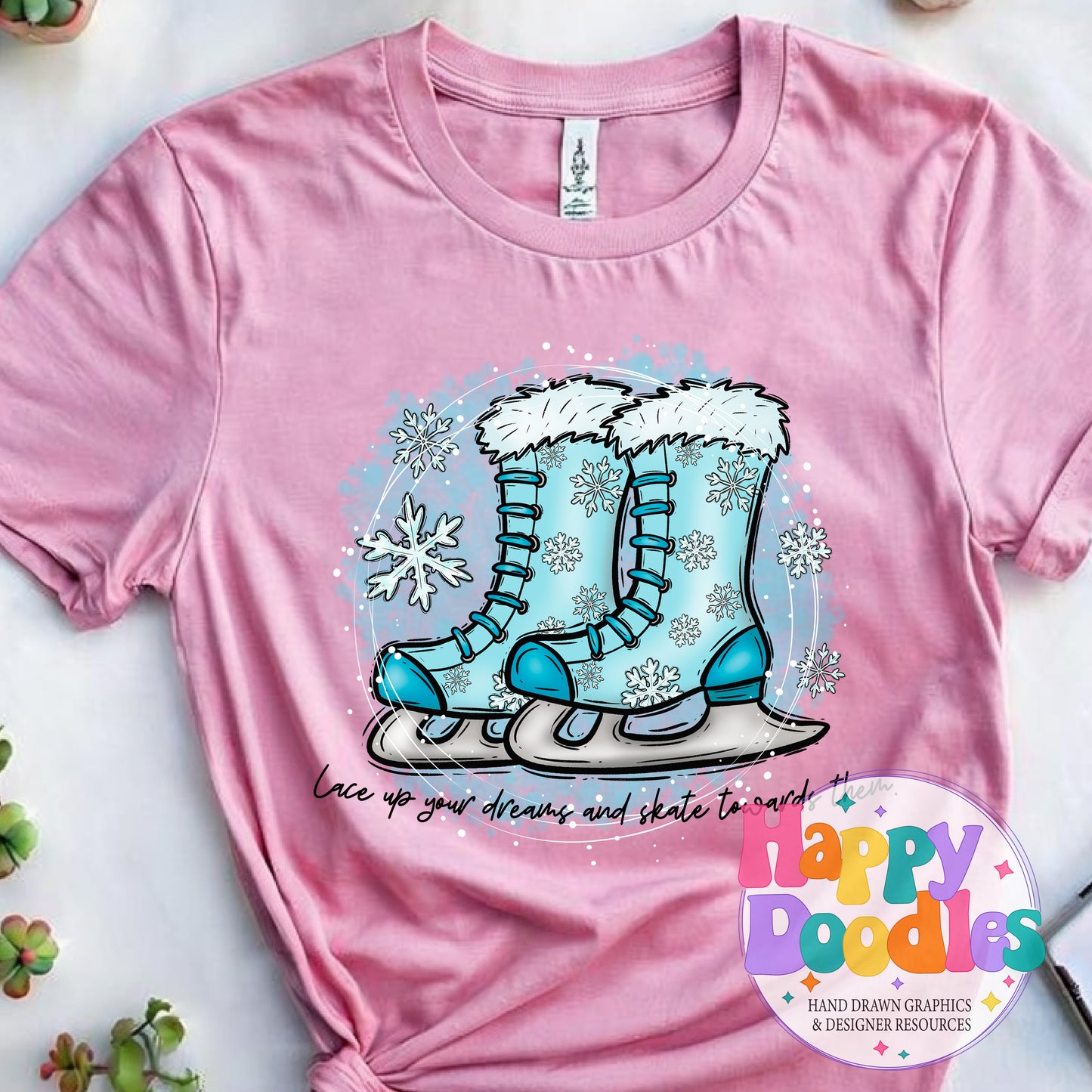Lace Up Dreams Printable PNG for Sublimation & Crafts - Happy Doodles Designs