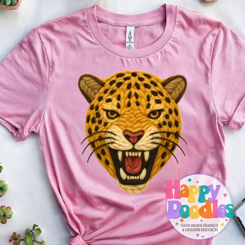 Leopard Yarn Mascot Printable PNG Clipart - Happy Doodles Designs