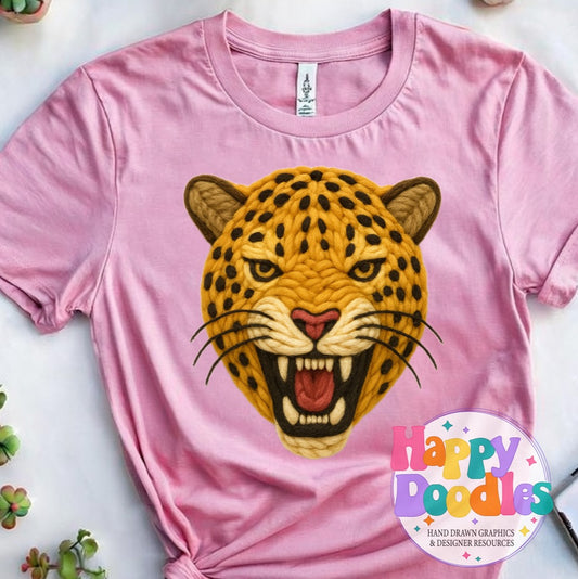 Leopard Yarn Mascot Printable PNG Clipart - Happy Doodles Designs