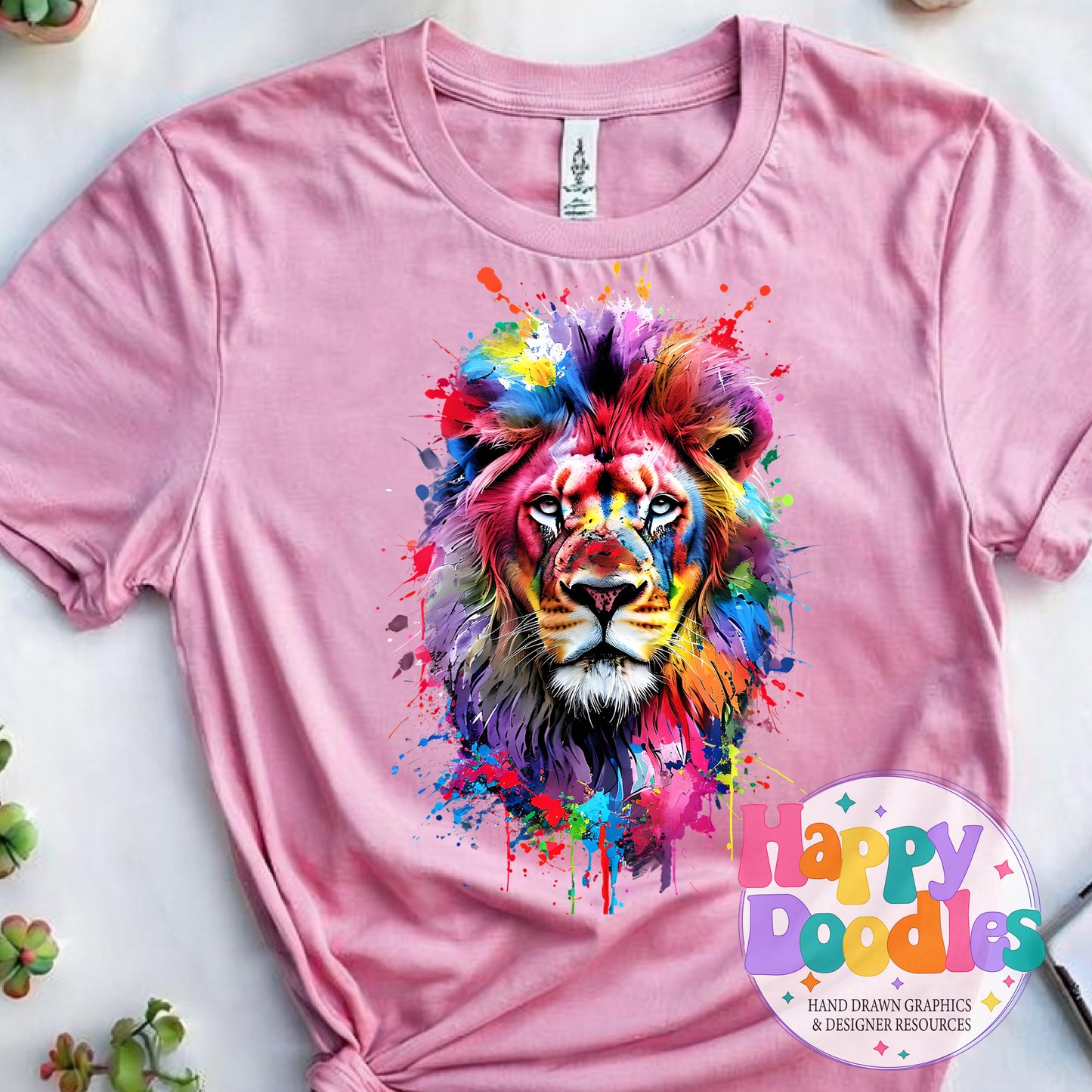Lion Paint Splash Printable PNG T-Shirt Design - Happy Doodles Designs