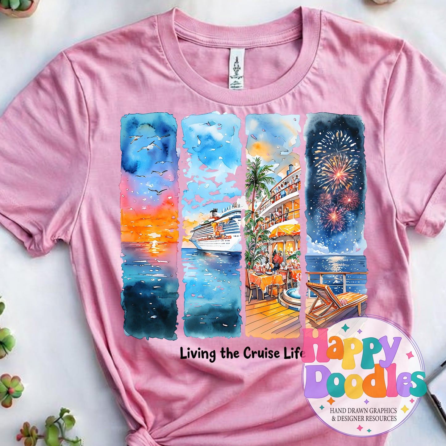 Living the Cruise Life Paint Swatches High Resolution Printable PNG - Happy Doodles Designs