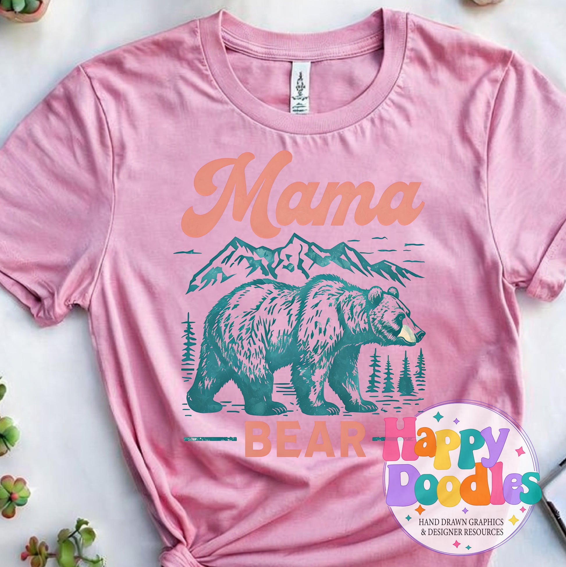 Mama Bear Printable PNG for Sublimation & Crafts - Happy Doodles Designs