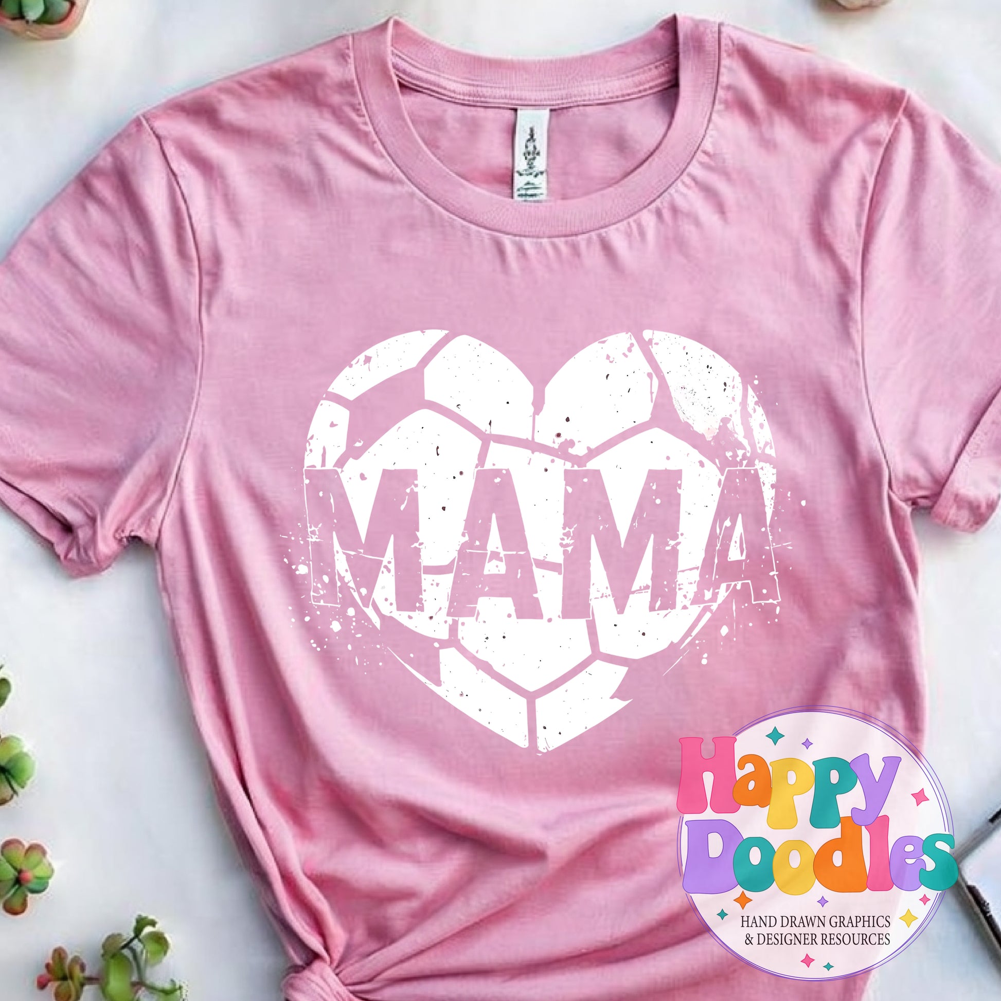 Mama Soccer Heart Distressed Printable PNG for Sublimation & Crafts - Happy Doodles Designs
