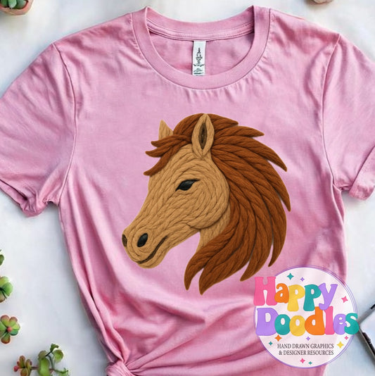 Mustang Yarn Mascot High Resolution PNG Clip Art - Happy Doodles Designs