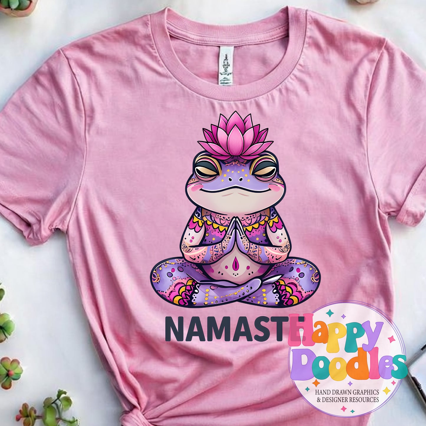 Namaste Frog Printable PNG for Sublimation & Crafts - Happy Doodles Designs