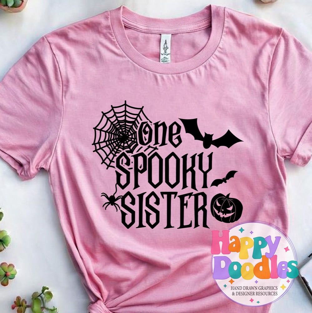 One Spooky Sister SVG | Cute Halloween Family SVG for Crafts