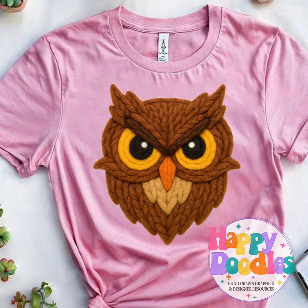 Owl Yarn Mascot Printable PNG Download - Happy Doodles Designs