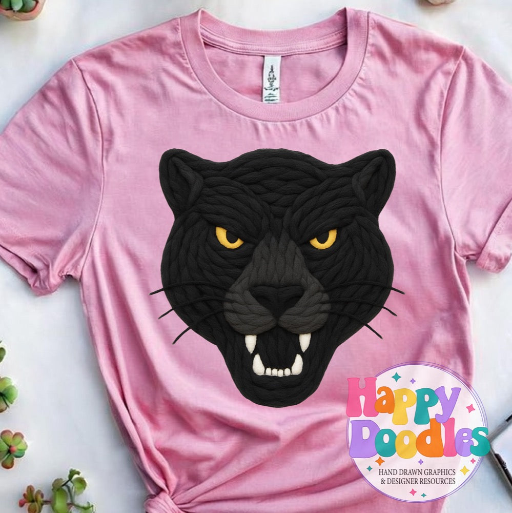 Panther Yarn Mascot Printable PNG Clipart - Happy Doodles Designs