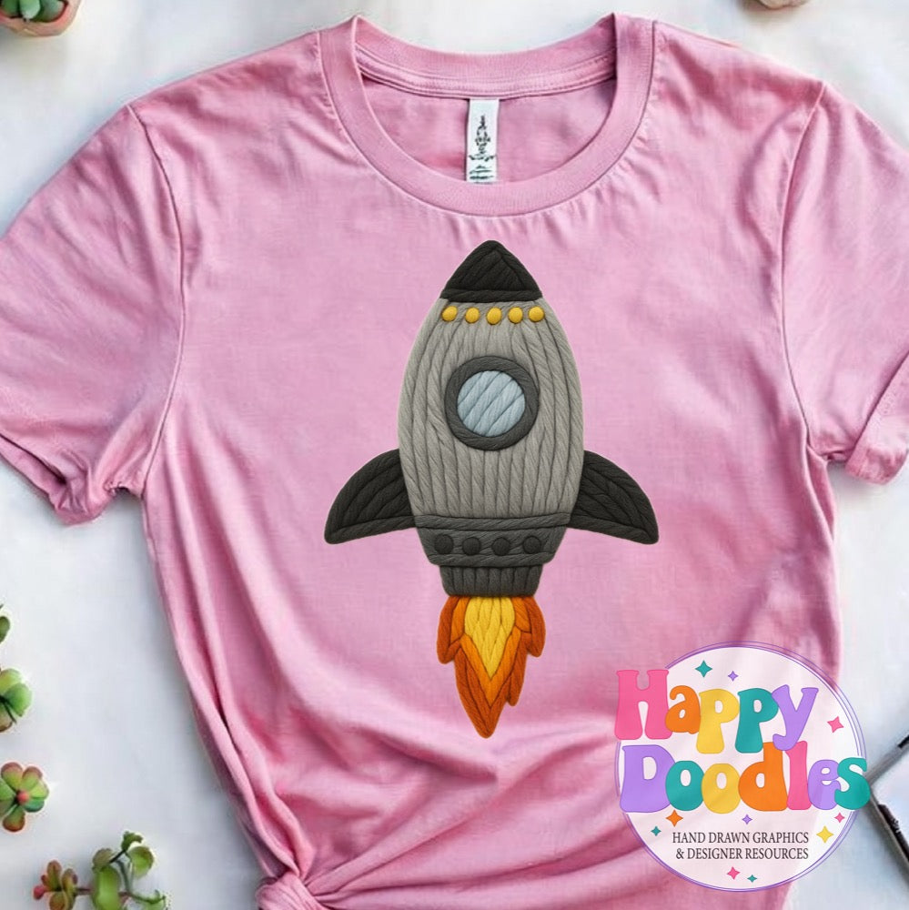 Rocket Grey Yarn Mascot Printable Mascot PNG - Happy Doodles Designs