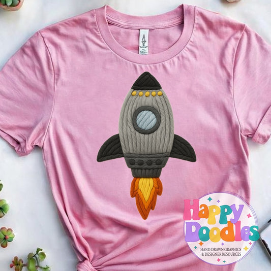 Rocket Grey Yarn Mascot Printable Mascot PNG - Happy Doodles Designs