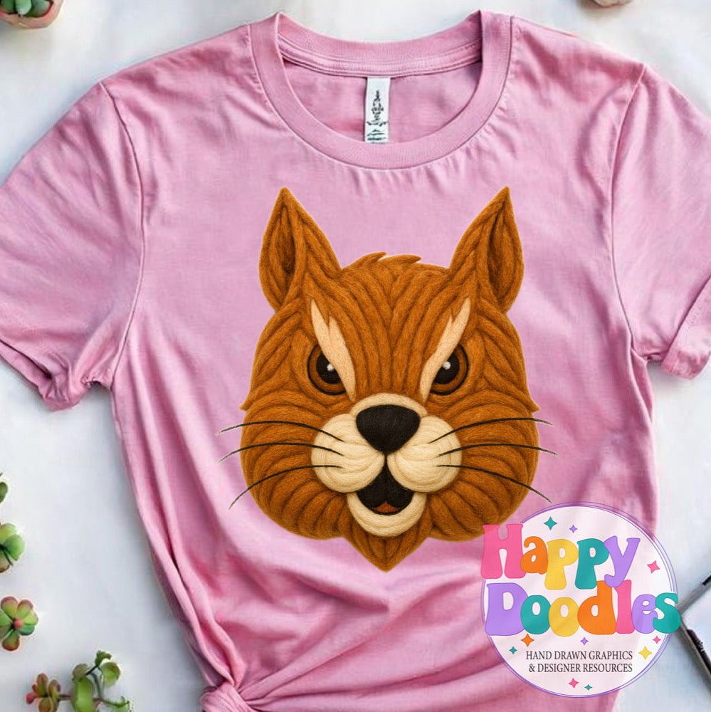 Squirel Yarn Mascot Printable PNG Download - Happy Doodles Designs