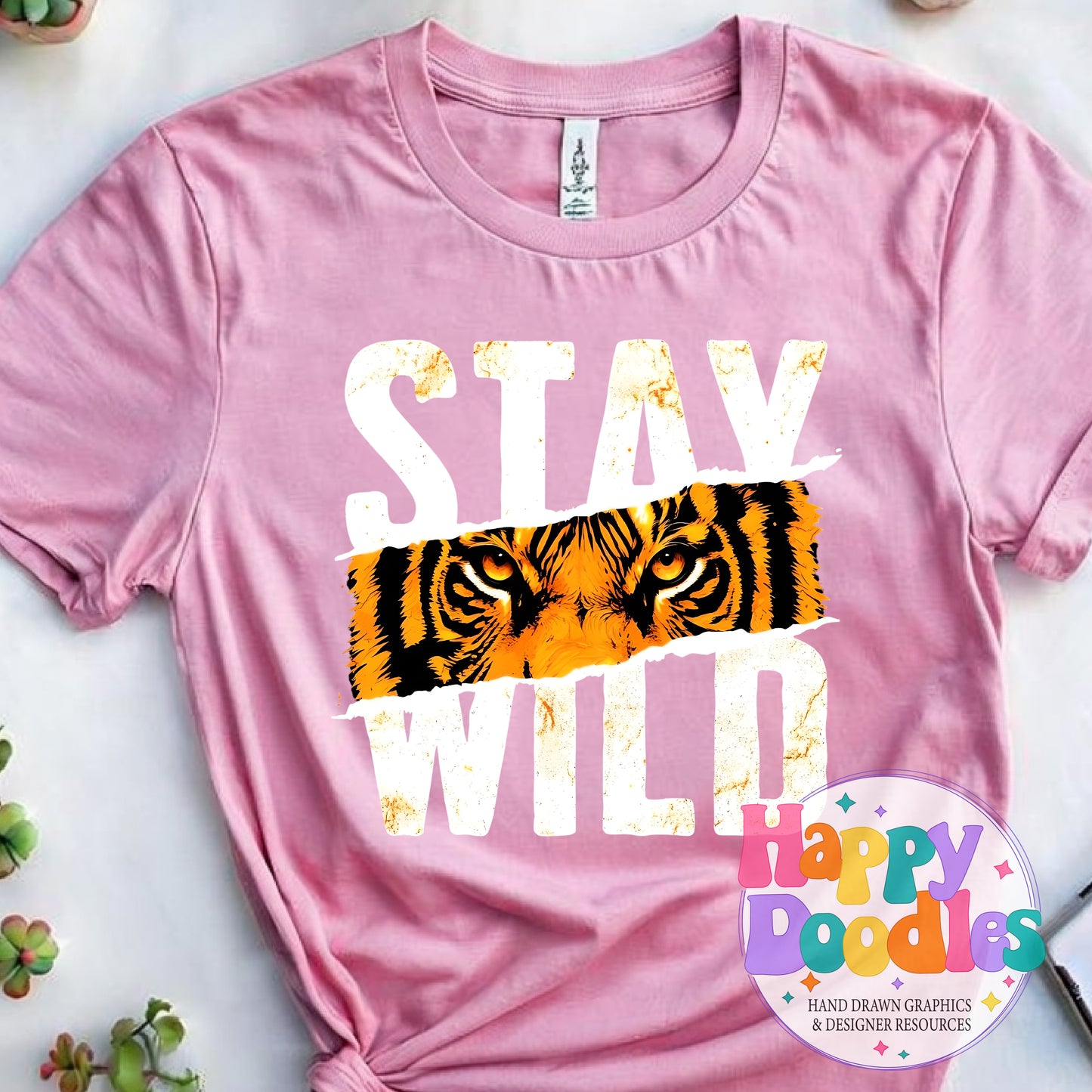 Stay Wild Tiger Printable PNG T-Shirt Design - Happy Doodles Designs