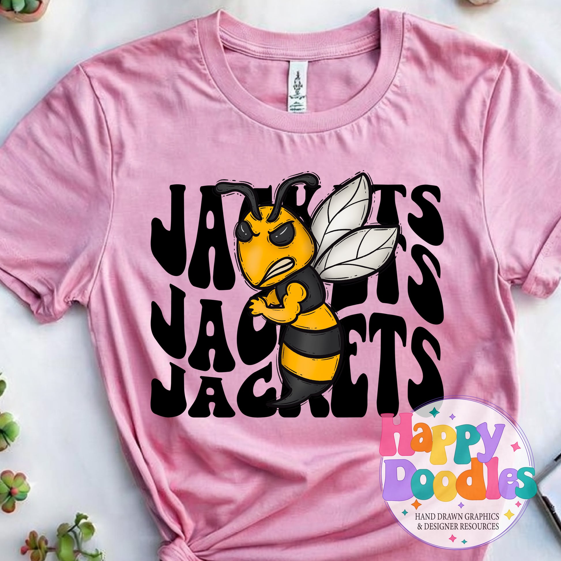 Wavy Retro Jackets Mascot T‑Shirt Printable PNG Download - Happy Doodles Designs