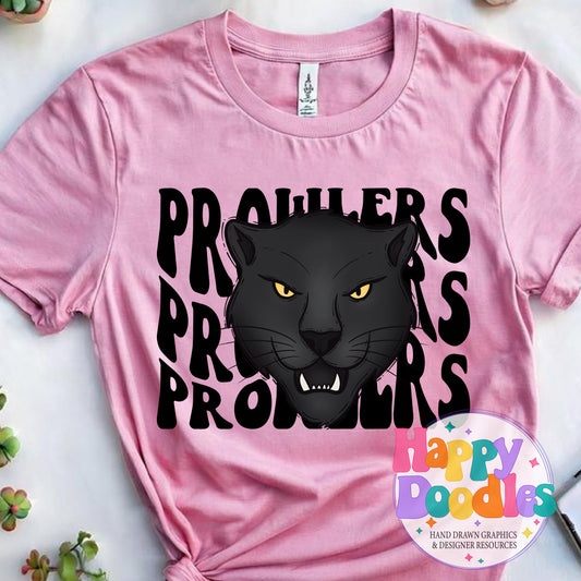 Wavy Retro Prowlers Mascot DIY Printable T‑Shirt Design - Happy Doodles Designs