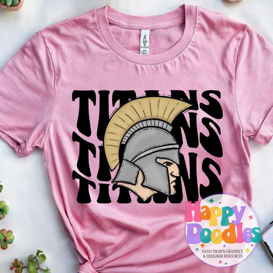 Wavy Retro Titans Mascot DIY Printable T‑Shirt Design - Happy Doodles Designs
