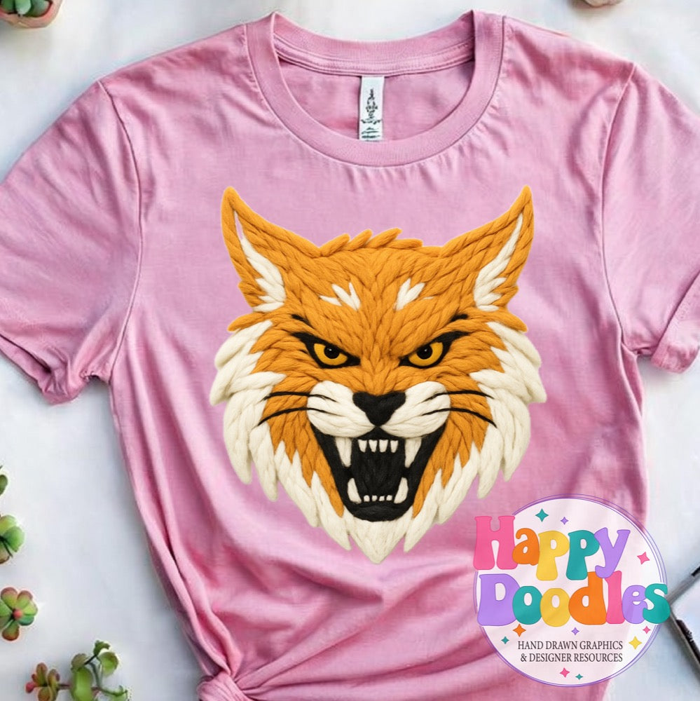 Wildcat Yarn Mascot Printable Mascot PNG - Happy Doodles Designs