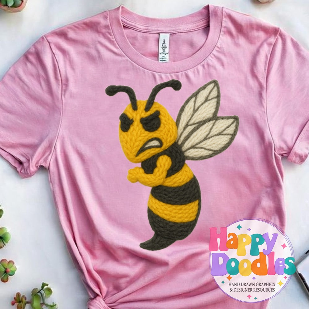 Yellow Jacket Hornet Yarn Mascot Printable PNG Clipart - Happy Doodles Designs