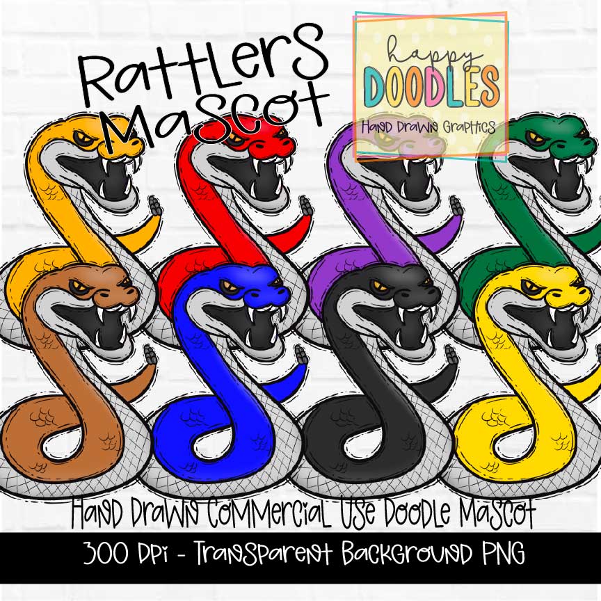 Cartoon Rattler Ridge Logo Rattlers Mascot Graphics 2023 – Happy Doodles Designs