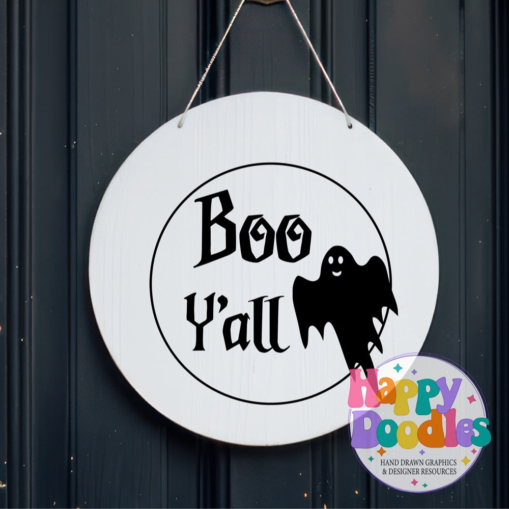 Halloween Sign Circle Boo Yall SVG | Halloween Sign SVG Cut File
