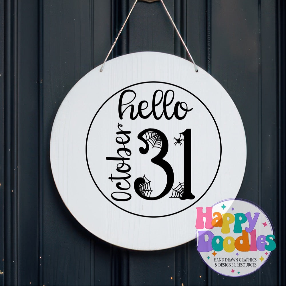 Halloween Sign Circle Hello October SVG | Halloween Sign SVG Cut File