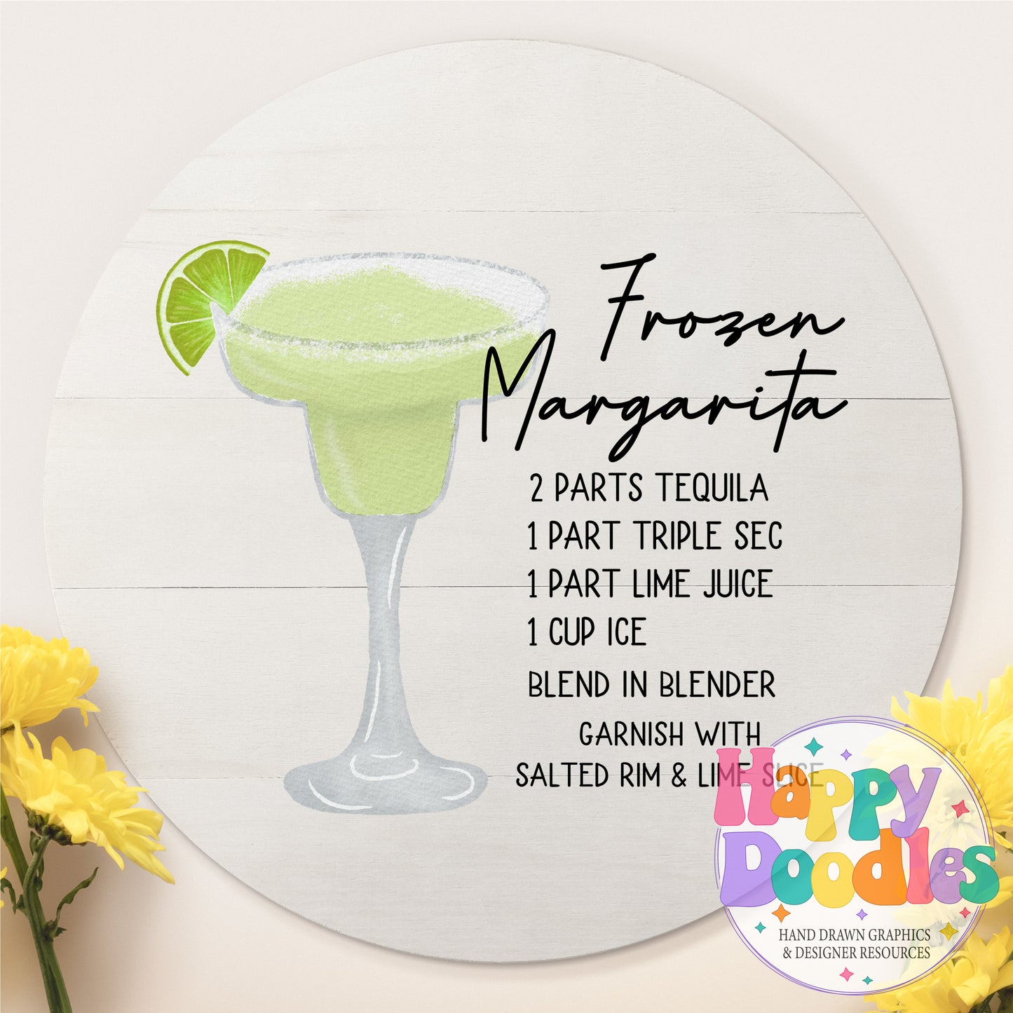 Frozen Margarita Kitchen Bar Printable PNG - Happy Doodles Designs