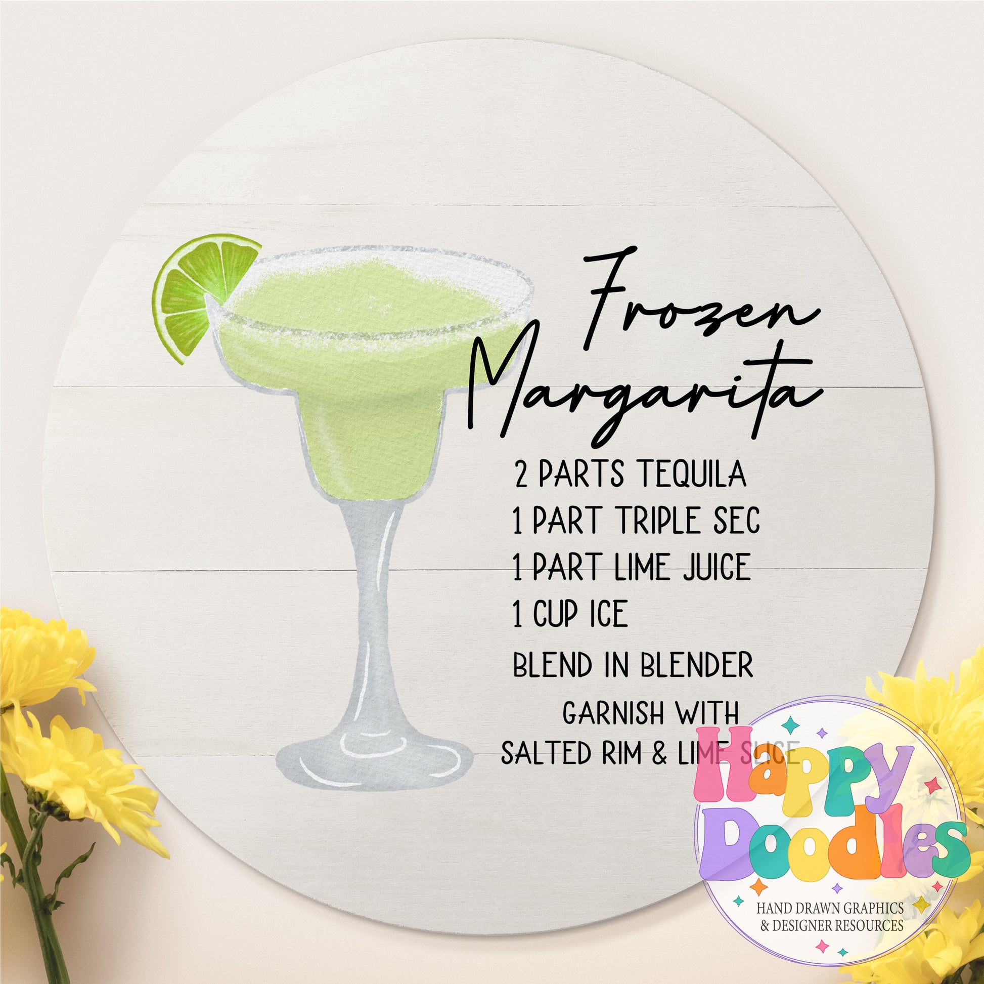 Frozen Margarita Kitchen Bar Printable PNG - Happy Doodles Designs