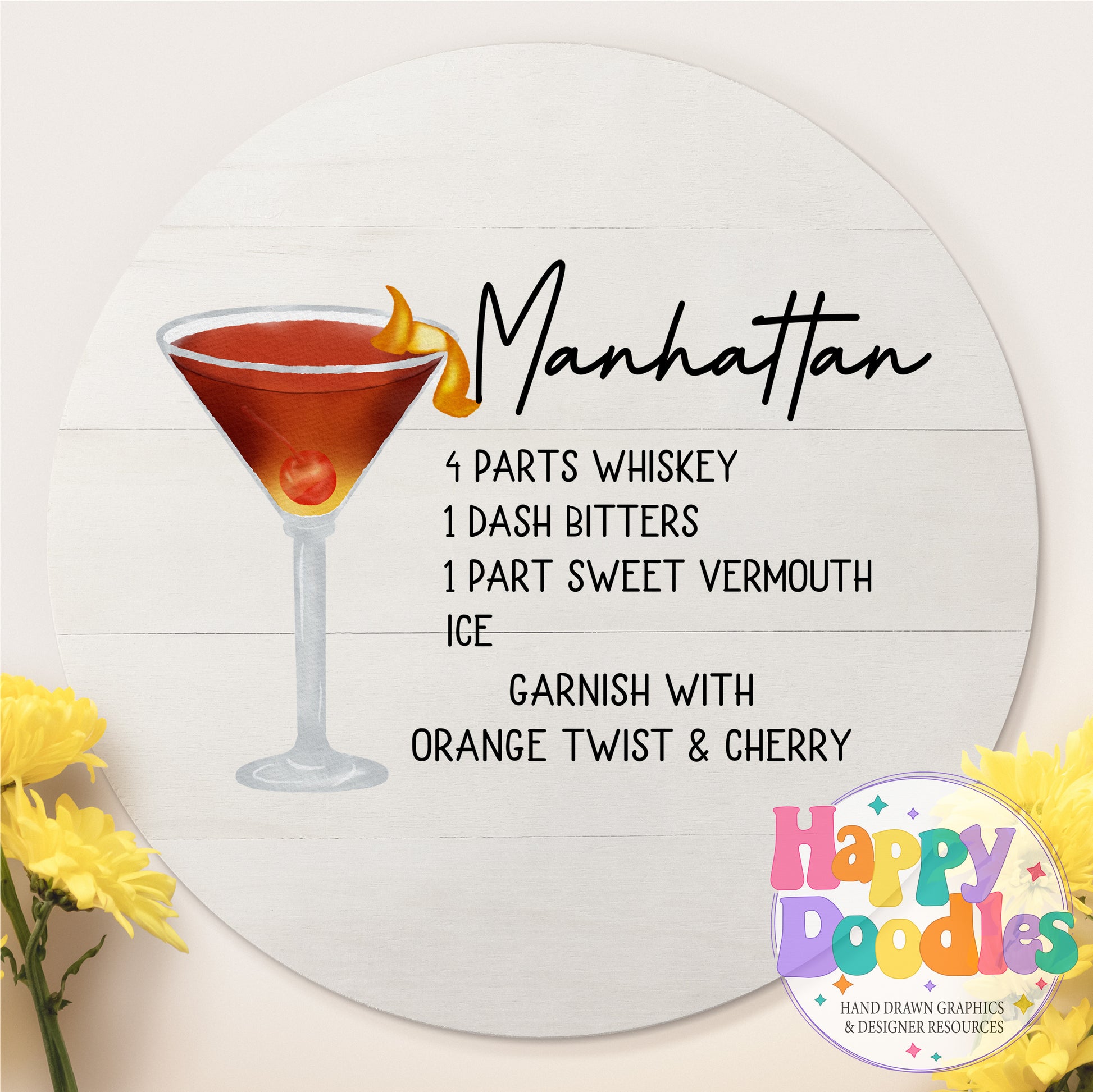 Manhattan Recipe Printable PNG - Happy Doodles Designs