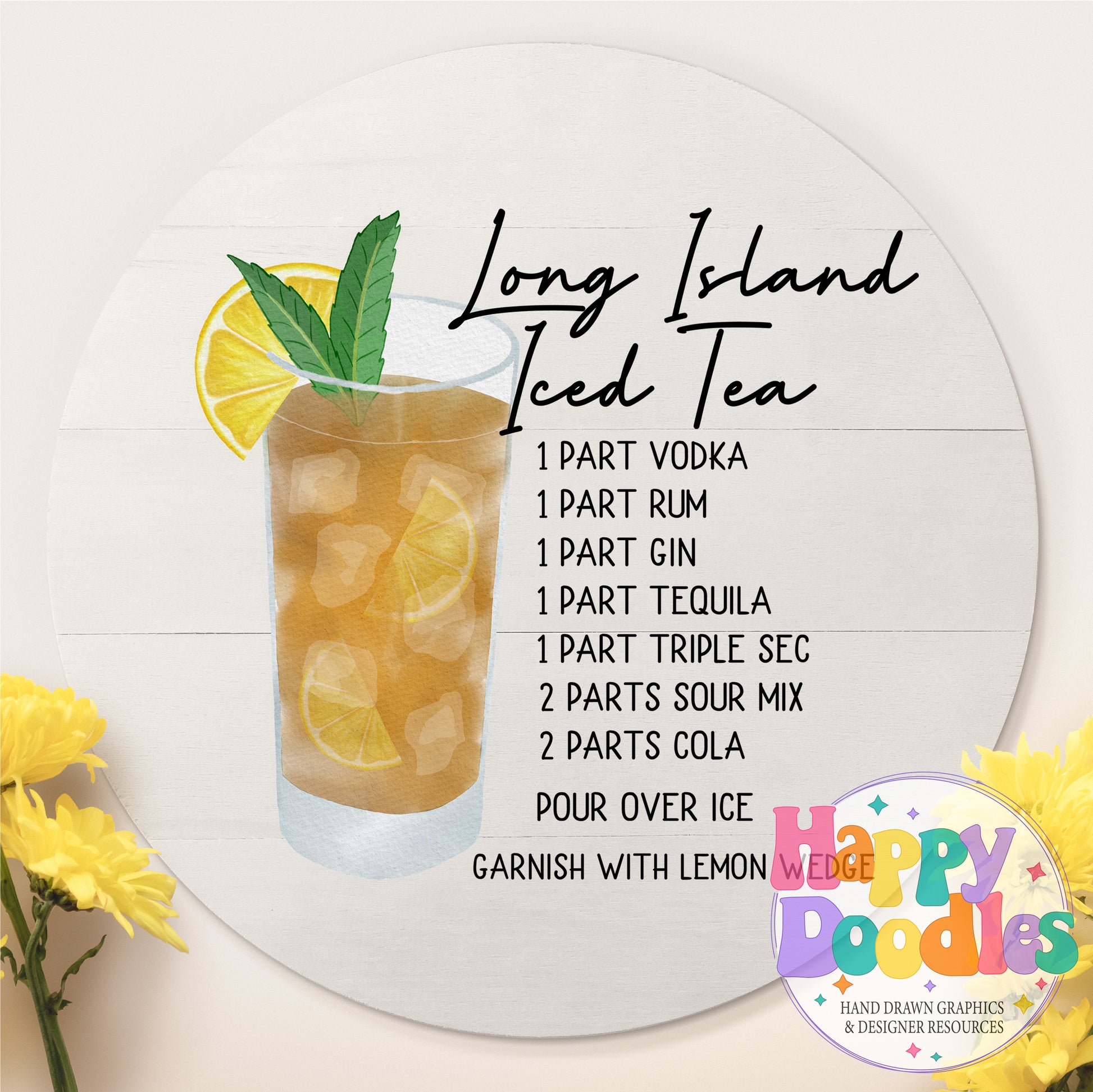 Long Island Tea Recipe Printable PNG - Happy Doodles Designs