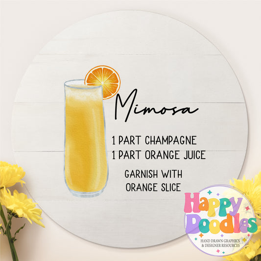 Mimosa Recipe Printable PNG - Happy Doodles Designs