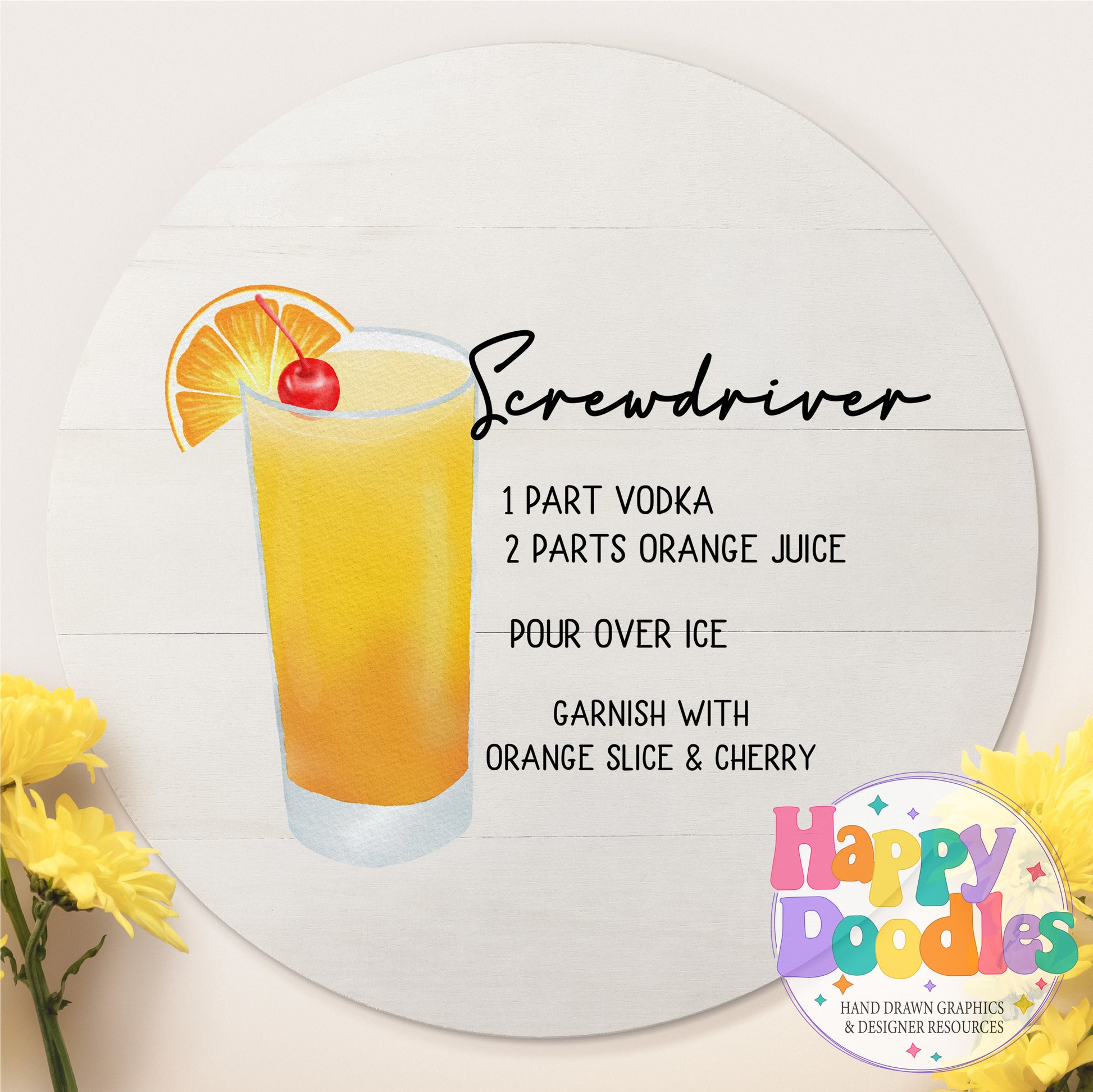 Screwdriver Recipe Printable PNG - Happy Doodles Designs