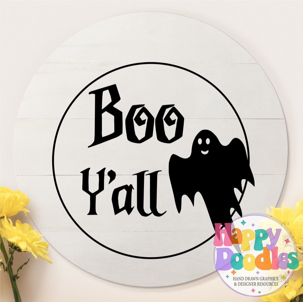 Halloween Sign Circle Boo Yall SVG | Halloween Sign SVG Cut File