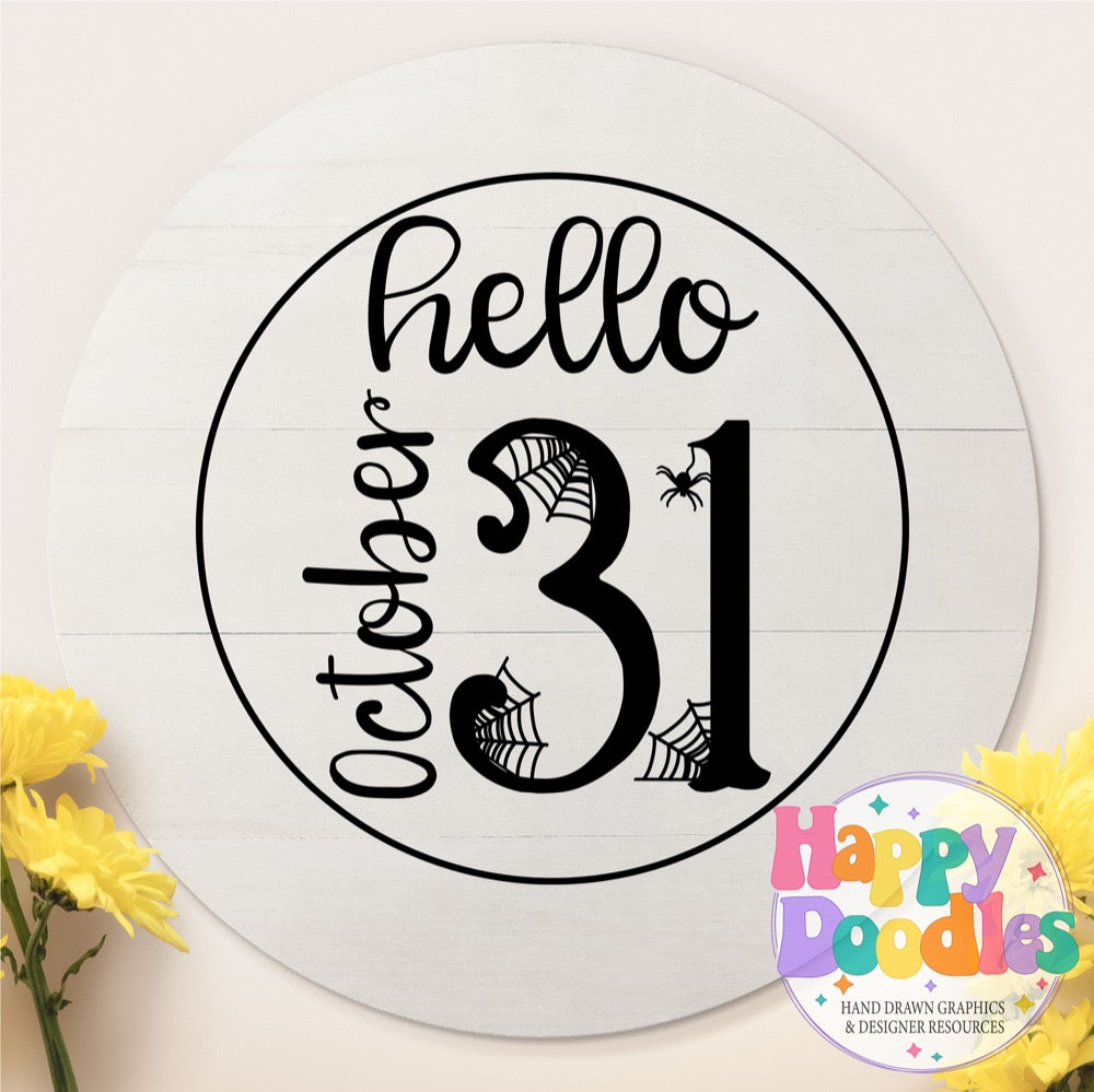 Halloween Sign Circle Hello October SVG | Halloween Sign SVG Cut File