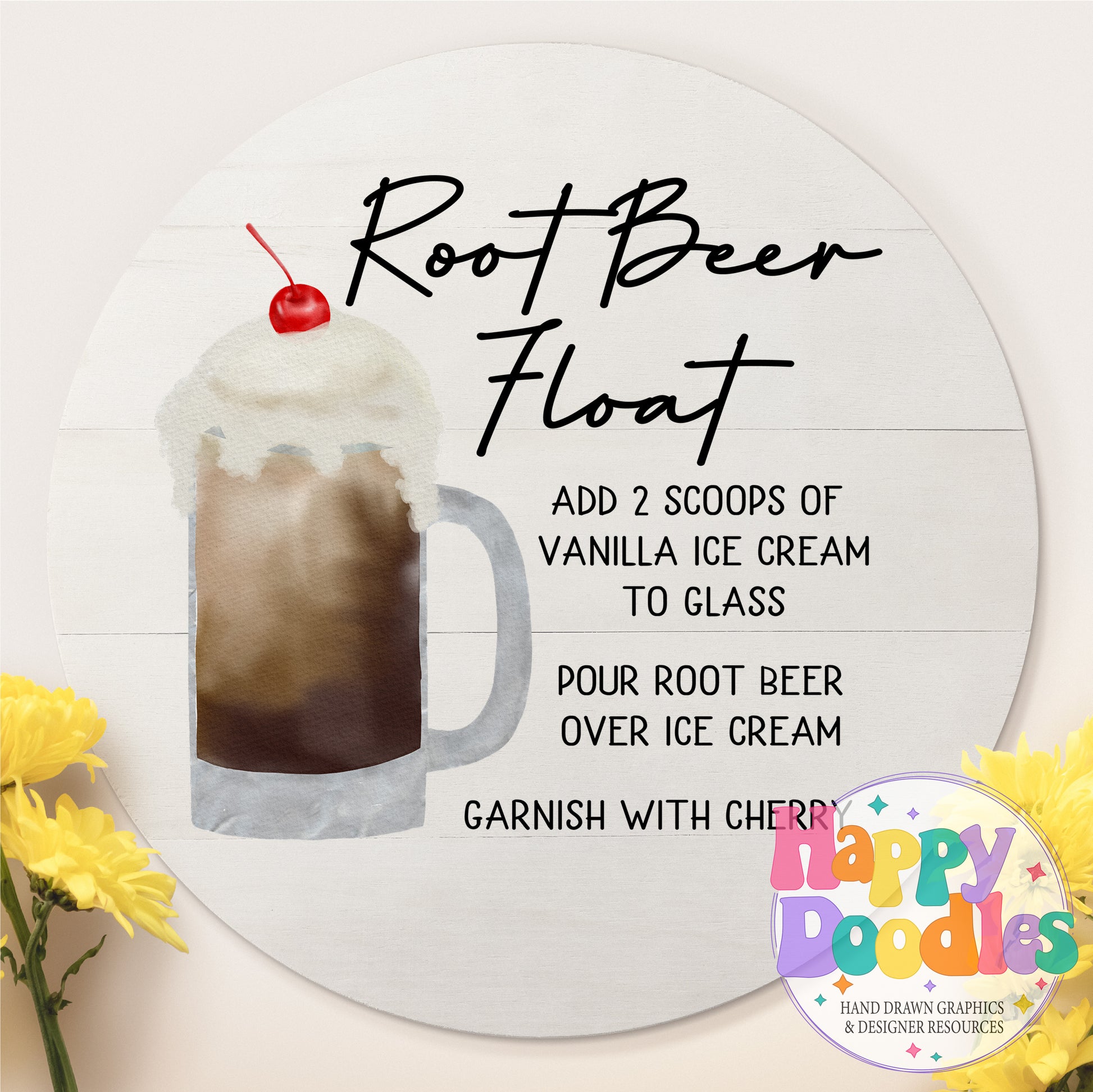 Root Bear Float Recipe Bar Cart Printable PNG - Happy Doodles Designs
