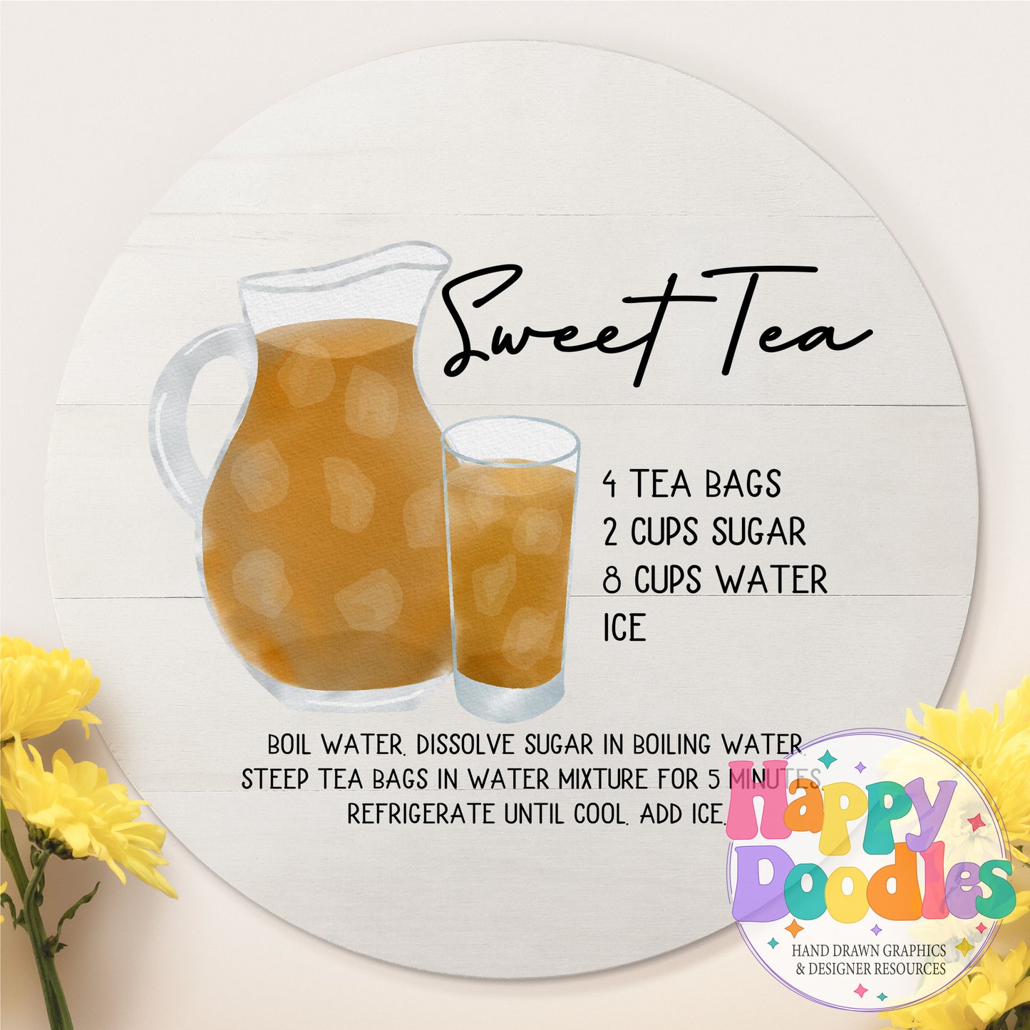 Sweet Tea Recipe Recipe Printable PNG - Happy Doodles Designs