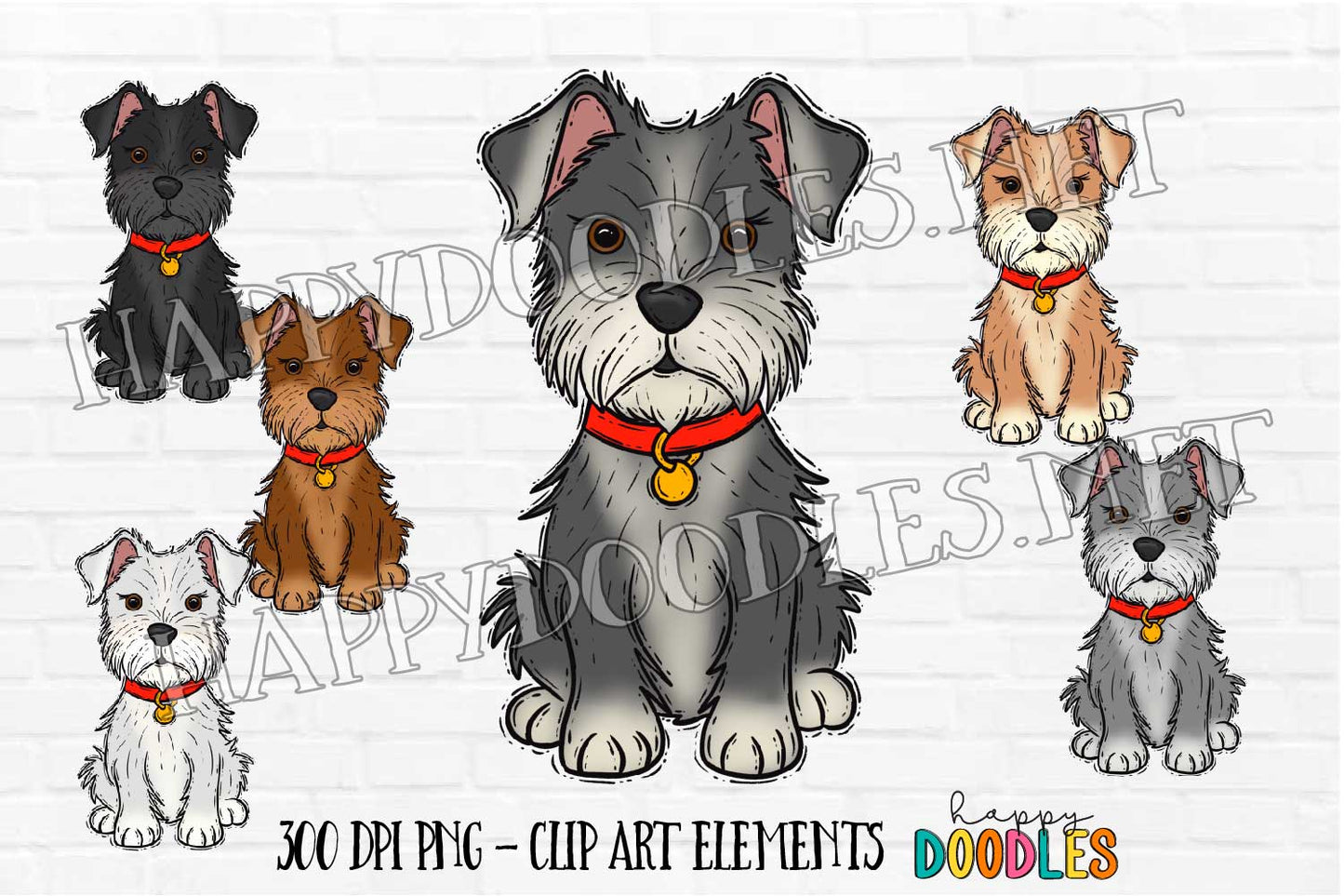 Schnauzer Dog - Hand Drawn Commercial Use Clipart Graphics