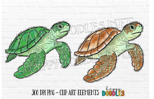 Sea Turtle - Freebie - Hand Drawn Commercial Use Clipart Graphics