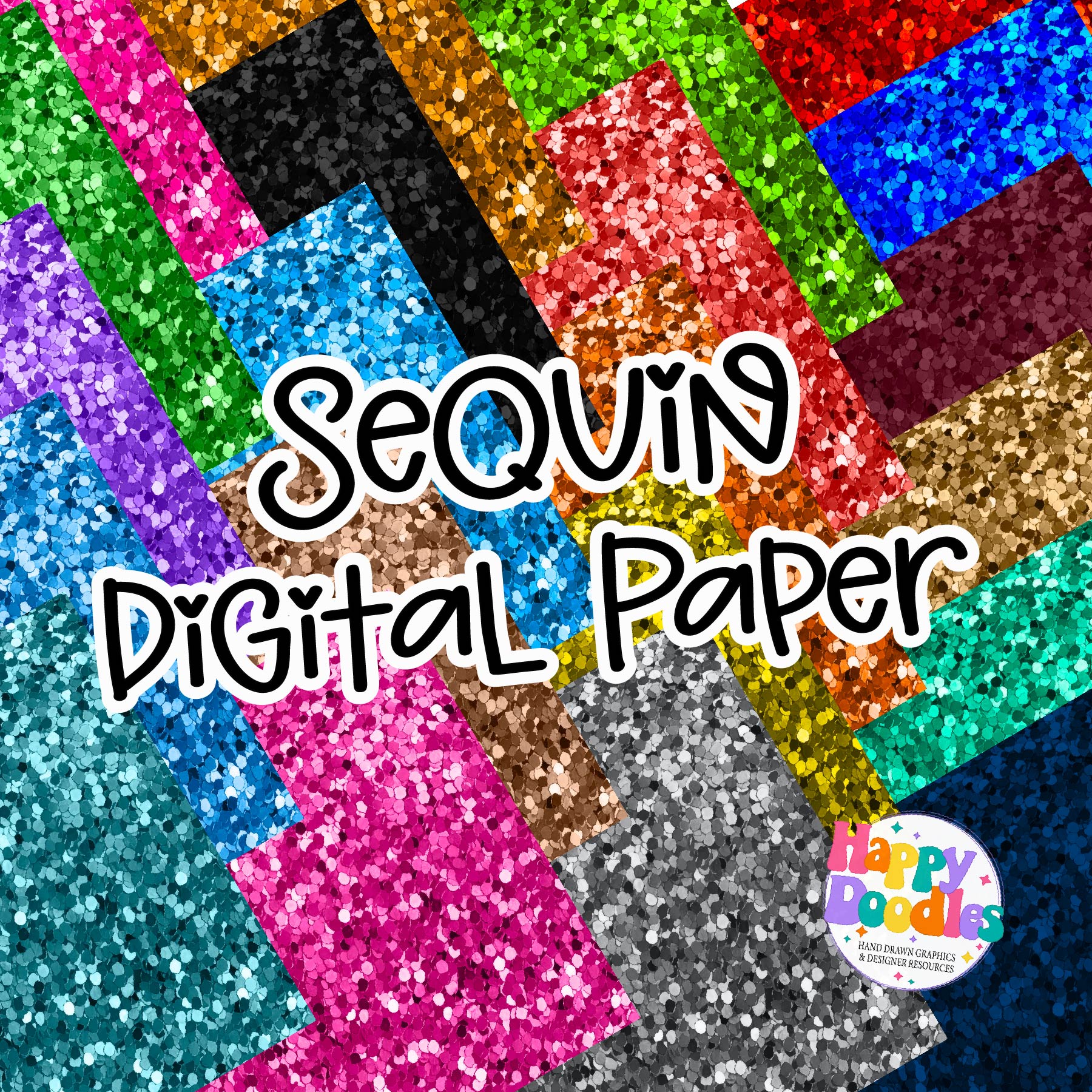 Realistic Sequin Digital Paper Pack | Glitter Sequin Backgrounds - Happy Doodles Designs